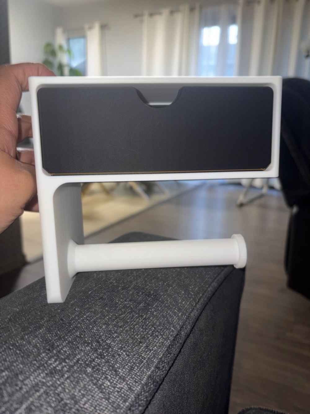 3D Wall  Toilet Paper Holder with Black Storage Drawer - White Frame